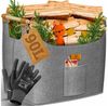 KESSER® Brennholzkorb | Kaminholztasche extra dicker Filz | Feuerholzkorb faltbar mit verstärkten Holzgriffen | Aufbewahrungskorb für Holz, Zeitung oder Brennholz | Inkl. Arbeitshandschuhen Grau, 60 Liter Bild 2