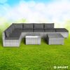 BRAST Gartenmöbel Lounge Sofa Couch Set Relax Grau Poly-Rattan für 6 Personen Bild 2