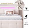 Polsterbett 90×200 cm mit LED und hydraulischem Bettkasten, höhenverstellbares Kopfteil, Beige, ohne Matratze Bild 4