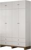 OTTO home Kleiderschrank Oslo Schlafzimmerschrank Garderobe weiß Landhaus Schlafzimmerschrank mit 4 Türen und 4 Schubladen, Breite 160cm Bild 2