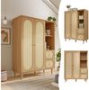 MODFU Kleiderschrank Garderobenschränke 120x161x44 cm mit Kleiderstange und 3 Schubladen (Packung, 1-St, Mit 2 Türen, Schubladen & Kleiderstange) Zeitloses Design für Flur & Schlafzimmer Bild 3