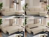 Universelles Ecksofa mit Schlaffunktion, Bettkasten und losen Kissen, gesteppte Sitzfläche - UMBRIA - Beige Boucle Bild 2