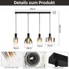 ZMH Pendelleuchte Hängelampe Esstisch 4 Flammig Hängeleuchte- E27 Vintage Esszimmerlampe Hängend Pendellampe Höhenverstellbar Glas Retro für Schlafzimmer Wohnzimmer (ohne Leuchtmittel) Bild 3