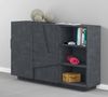 Dmora Kommode Acab, multifunktionales Wohnzimmer-Buffet, 2-türiges Wohnzimmer-Sideboard, 100 % Made in Italy, 121 x 38 x 86 cm, Schiefer, Bild 2