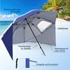 Clanmacy Sonnenschirm Strandschirm 210cm UV Schutz 50+ Neigbar Blau mit Erdspieß & Tasche, LxB: 210x200 cm, Stabiler knickbar/für Garten, Balkon, Terasse/Sonnenschutz UV50+ Bild 4