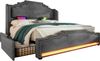 Polsterbett 140×200 cm aus Samt-Stoff mit LED-Beleuchtung und USB-C-Ladefunktion, grau Bild 5