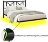 Doppelbettgestell, schwebendes Design mit LED-Beleuchtung Ladestation Kopfteil robust stabil leichte Montage ohne Matratze, Metall, Schwarz, 120 x 200 cm Bild 5
