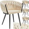 tectake Esszimmerstuhl Samtstuhl gepolstert, mit Samtbezug, Knotendesign, 60,5 x 55 x 75 cm (Polsterstuhl Astano in Sand, 4 St), Stahlbeine, höhenverstellbare Kunststofffüße, Belastbarkeit 120 kg Bild 4