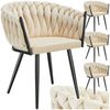 tectake Esszimmerstuhl Samtstuhl gepolstert, mit Samtbezug, Knotendesign, 60,5 x 55 x 75 cm (Polsterstuhl Astano in Sand, 4 St), Stahlbeine, höhenverstellbare Kunststofffüße, Belastbarkeit 120 kg Bild 5