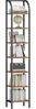 Regal, Bücherregal, 7 Ebenen Standregal, DVD-Regal, Schmale Regale, Industriestil Büroregal, Metallrahmen für Wohnzimmer, Schlafzimmer, Küche, Vintagebraun-Schwarz Bild 2