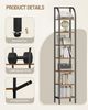 Regal, Bücherregal, 7 Ebenen Standregal, DVD-Regal, Schmale Regale, Industriestil Büroregal, Metallrahmen für Wohnzimmer, Schlafzimmer, Küche, Vintagebraun-Schwarz Bild 5