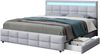 Polsterbett 180 x 200 cm, Doppelbett LED-Bettgestell mit 4 Schubladen , Lattenrost und Rückenlehne, Hautfreundliches Doppelbett aus Samtstoff, Grau Bild 4