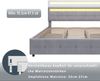 Polsterbett 180 x 200 cm, Doppelbett LED-Bettgestell mit 4 Schubladen , Lattenrost und Rückenlehne, Hautfreundliches Doppelbett aus Samtstoff, Grau Bild 5
