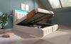 Merax Polsterbett mit Ladefunktion und LED-Beleuchtung, Baumwoll-Leinenstoff, Beige, 180x200 cm, Hydraulischer Stauraum Bild 3