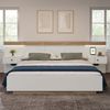 Merax Bettanlage Holzbett 160x200 Doppelbett mit 2 LED Nachtkommoden & 1 USB & 1 Type C & 1 Steckdose & Lattenrost Beige & Weiß Bild 4