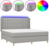 vidaXL Boxspringbett mit Matratze & LED Stoff Hellgrau 180x200 cm, Härtegrad: H2 [3139213] Bild 2