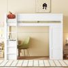 Hochbett 90x200 cm mit Kleiderschrank, Schreibtisch und 2 Schubladen – Kinderbett aus Kiefernholz & MDF in Weiß Bild 5