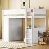 Hochbett 90x200 cm mit Kleiderschrank, Schreibtisch und 2 Schubladen – Kinderbett aus Kiefernholz & MDF in Weiß Bild 2
