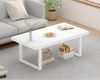 Weißer Couchtisch Holz Metallgestell Beistelltisch Wohnzimmer 100x55x45cm Bild 3