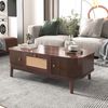 Couchtisch mit Rattan & Massivholztüren im Landhausstil - 110x55x38,5 cm Bild 2