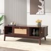 Couchtisch mit Rattan & Massivholztüren im Landhausstil - 110x55x38,5 cm Bild 5