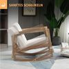 HOMCOM Schaukelstuhl gepolstert Relaxstuhl mit Holzrahmen (Loungesessel, 1 St), Kautschukholz Cremeweiß 60 x 81 x 71 cm Bild 3