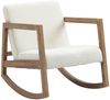 HOMCOM Schaukelstuhl gepolstert Relaxstuhl mit Holzrahmen (Loungesessel, 1 St), Kautschukholz Cremeweiß 60 x 81 x 71 cm Bild 5