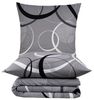 Buymax Bettwäsche Wave, Bettgarnitur, Bettbezug Set, Renforcé: 100% Baumwolle, 3 teilig, mit Reißverschluss, gemustert, Kreise, Grau, Schwarz, 200x220 cm Bild 4