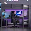 Hochbett mit RGB LED-Streifen und Eckschreibtisch, Trittletier, Regal, Wandgitter, USB und Type-C, 90x200 cm, Kinderbett mit Rausfallschutz, Kiefer Bild 2