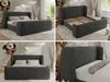 Polsterbett mit Lattenrost, Doppelbett für Schlafzimmer, Gepolstertes Kopfteil, Pocket matratze Härtegrad H3/H4 - EMORA CLASSIC DUO - 180 x 200 cm - Dunkelgrau Velours - VIRE - LUX Bild 2