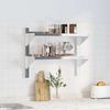 vidaXL Wandregal mit 2 Böden 75x23,5x60 cm Silbern Edelstahl 30314 Bild 3