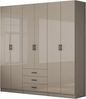 OTTO home Kleiderschrank Trento Schlafzimmerschrank Garderobe hochglanz (in 2 unterschiedlichen Schrankhöhen wählbar) Schrank mit 6 Türen und 3 Schubladen, hochglanz Fronten, Höhe 2,39m Bild 2