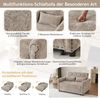 Merax 3-in-1 Schlafsofa Couch mit Schlaffunktion, 2-Sitzer Klappsofa mit 3-fach verstellbarer Rückenlehne, Ausziehbares Gästebett aus hochwertigem Chenille-Stoff, Inklusive 2 Komfort-Kissen, Braun Bild 5