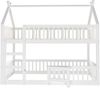 Merax Etagenbett Hochbett Kinderbett 90x200cm mit oberem Lattenrost und Leiter, Weiß Bild 5