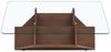 BBWL Couchtisch moderner Wohnzimmer Tisch mit gehärteter Glasplatte Stauraum Fächern, Multi Storage Glas MDF Walnuss Finish für Büro Wohnzimmer Organisation Bild 2