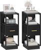 Nachttisch 2er Set, Beistelltisch mit Offenes Fach, Nachttisch Schmal mit 1 Stoffschublade, Modern, für Schlafzimmer, Wohnzimmer, 30 x 24 x 60 cm, Schwarz Bild 2