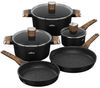 HOMELUX Topf-Set Induktions Töpfe Set mit Antihaftbeschichtung,Holzmaserung, Aluminiumguss, Aluminium (Set, 8-tlg, 24/28cm Pfanne,16cm Milchtopf mit Deckel,24/28cm Kochtopf mit Deckel), für alle Herdarten,Spülmaschinengeeignet Bild 4