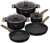 HOMELUX Topf-Set Induktions Töpfe Set mit Antihaftbeschichtung,Holzmaserung, Aluminiumguss, Aluminium (Set, 8-tlg, 24/28cm Pfanne,16cm Milchtopf mit Deckel,24/28cm Kochtopf mit Deckel), für alle Herdarten,Spülmaschinengeeignet Bild 5