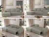 Ecksofa mit Schlaffunktion, Bettkasten und losen Kissen für das Wohnzimmer - TRENTINO - Hellgrau Boucle - links Bild 2