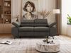 2-Sitzer Polstercouch PETER mit verstellbaren Armlehnen und Kopfstütze, Gepolsterte Couch, Wellenfeder - Dunkelgrau Velvet Bild 4
