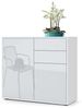 Vladon Sideboard Ben, Kommode mit 2 Türen und 2 Schubladen, Weiß matt/Weiß Hochglanz (79 x 74 x 36 cm) Bild 4