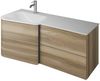 Burgbad BADU Waschbecken mit Unterschrank 122 cm breit, Braun, Waschbecken Gussmarmor Weiß, Ablage rechts, 4 Schubladen Bild 2