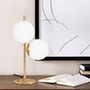 ZMH Tischlampe Wohnzimmer Modern Nachttischlampe - Industrial Tischleuchte Gold 2 Flammig mit Schalter Metall Design aus Weiß Glas Nachttischleuchte Messing E27 für Schlafzimmer Kinderzimmer Büro Bild 4
