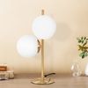 ZMH Tischlampe Wohnzimmer Modern Nachttischlampe - Industrial Tischleuchte Gold 2 Flammig mit Schalter Metall Design aus Weiß Glas Nachttischleuchte Messing E27 für Schlafzimmer Kinderzimmer Büro Bild 2