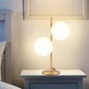 ZMH Tischlampe Wohnzimmer Modern Nachttischlampe - Industrial Tischleuchte Gold 2 Flammig mit Schalter Metall Design aus Weiß Glas Nachttischleuchte Messing E27 für Schlafzimmer Kinderzimmer Büro Bild 3