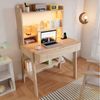 Flieks Kinderschreibtisch Höhenverstellbar, mit LED-Lichtleiste, USB-Anschluss & Schublade (B84/T60/H117-127 cm, 1-St, 1 Tisch), Multifunktionaler Schreibtisch aus Massivholz Naturfarben, ab 6 Jahren Bild 4