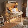 Flieks Kinderschreibtisch Höhenverstellbar, mit LED-Lichtleiste, USB-Anschluss & Schublade (B84/T60/H117-127 cm, 1-St, 1 Tisch), Multifunktionaler Schreibtisch aus Massivholz Naturfarben, ab 6 Jahren Bild 3