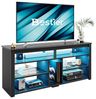 Bestier Lowboard TV-Schrank, Sideboard, Gaming TV Board mit LED-Beleuchtung (Breite 140 cm Fernsehtisch, 1 St, TV-Ständer für 55/60/65 Zoll Fernseher), Medien-TV Cabinet mit verstellbarem Regal, Weißer Marmor/Schwarze Bild 4