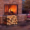 Kaminholzregal Metall bis 50kg belastbar Brennholzregal Feuerholzregal 46 x 31 x 46 cm Schwarz Bild 2