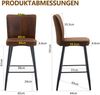 Barhocker 2er-Set Braun/Schwarz,H 101 x T 44 x B 44 cm, Stoff & Metall, ergonomische Rückenlehne, 2er-Set Bild 2